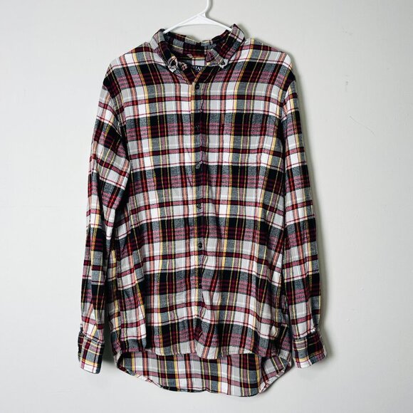 Chaps Flannel Shirt Men's Large Red Plaid Button Down Long Sleeve Performance - Picture 1 of 14